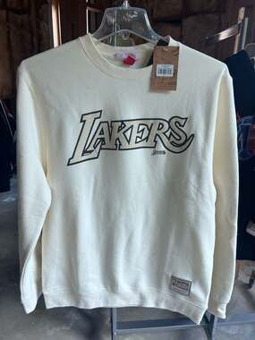 Mitchell & Ness Los Angeles Lakers Hardwood Classics Crewneck Sweatshirt Cream S